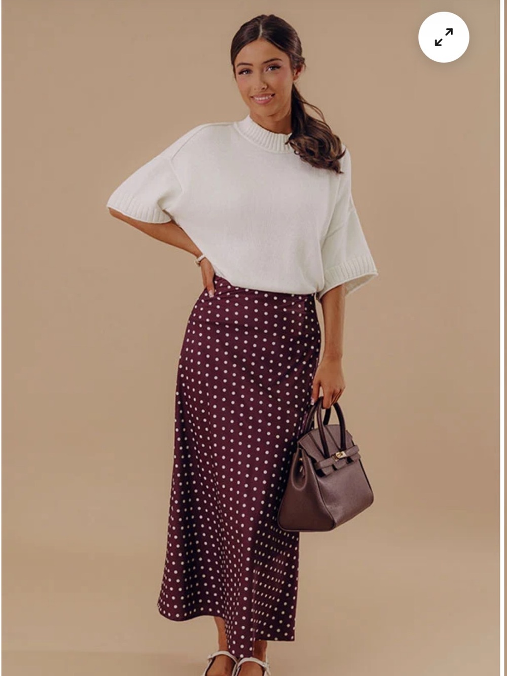Wishlist Polka Dot Maxi Skirt, Burgundy